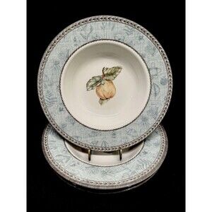 Set of 4 Johnson brothers manorwood Large Rim Soup Bowl 9” pears leaf border